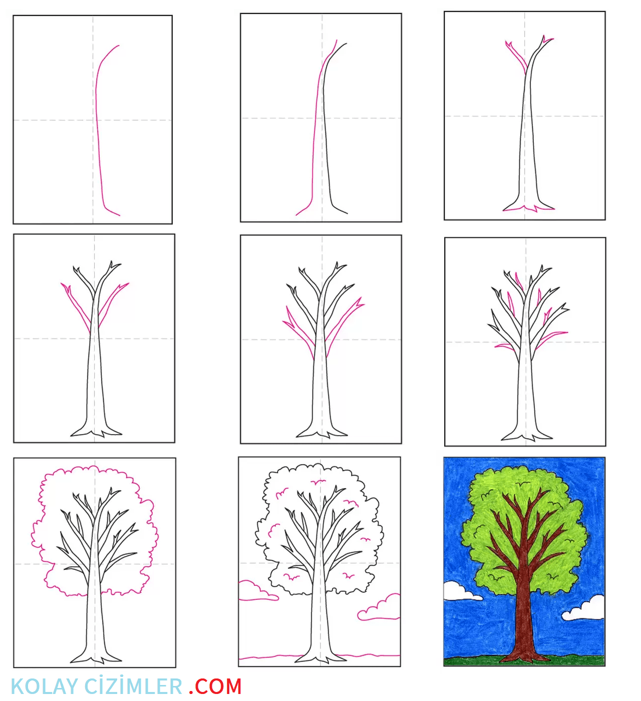 adım adım ağaç çizimi