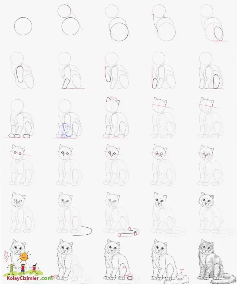 karakalem kedi çizimi