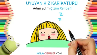 uyuyan kız karikatür çizimi