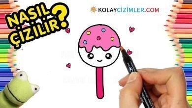 çocuklar için sevimli ve kolay lolipop resmi çizimi