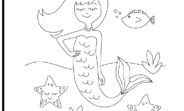 denizaltı kızı boyama sayfası