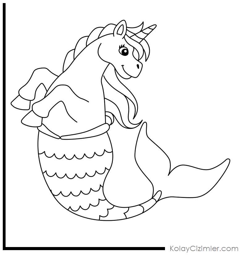 unicorn deniz kızı boyama sayfası