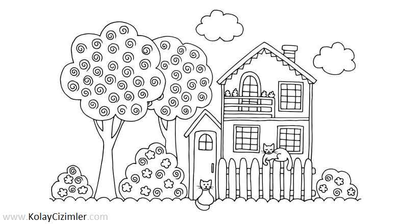 kedili ev boyama sayfası