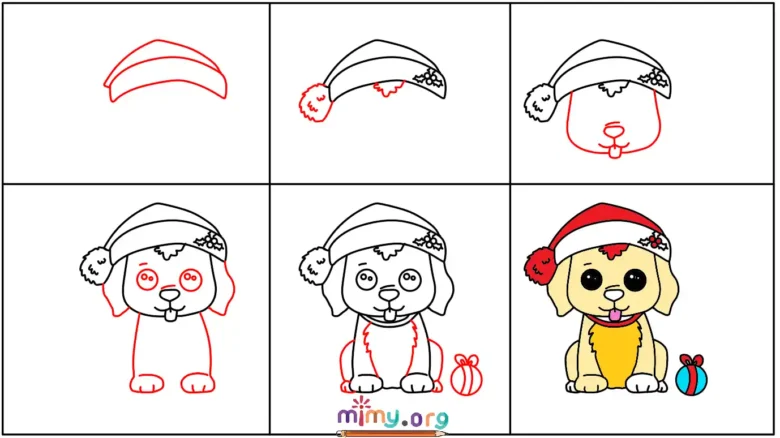 How to Draw a Christmas Dog