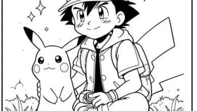 Ash Pikachu Boyama Sayfası