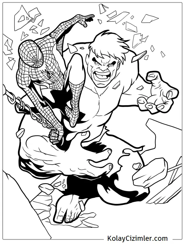 Hulk Spiderman Boyama Sayfası