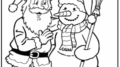 Kardan Adam ve Noel Baba Boyama Sayfası