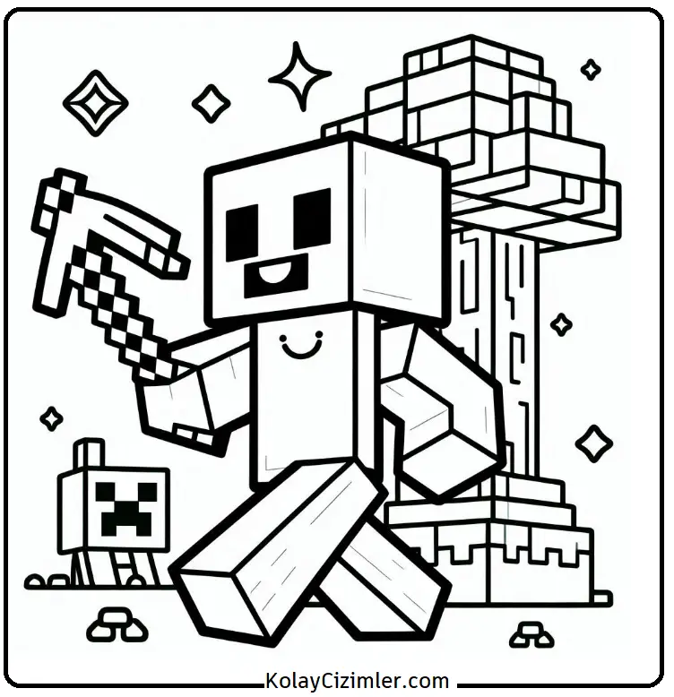 Minecraft Kılıç Boyama Sayfası