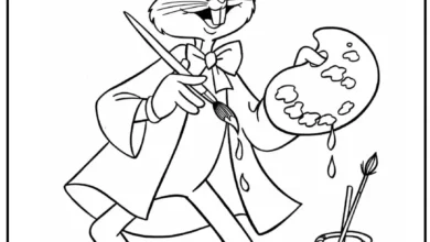 Ressam Bugs Bunny Boyama Sayfası