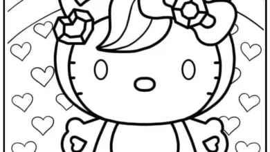 Unicorn Bebek Hello Kitty Boyama Sayfası - PDF İNDİR