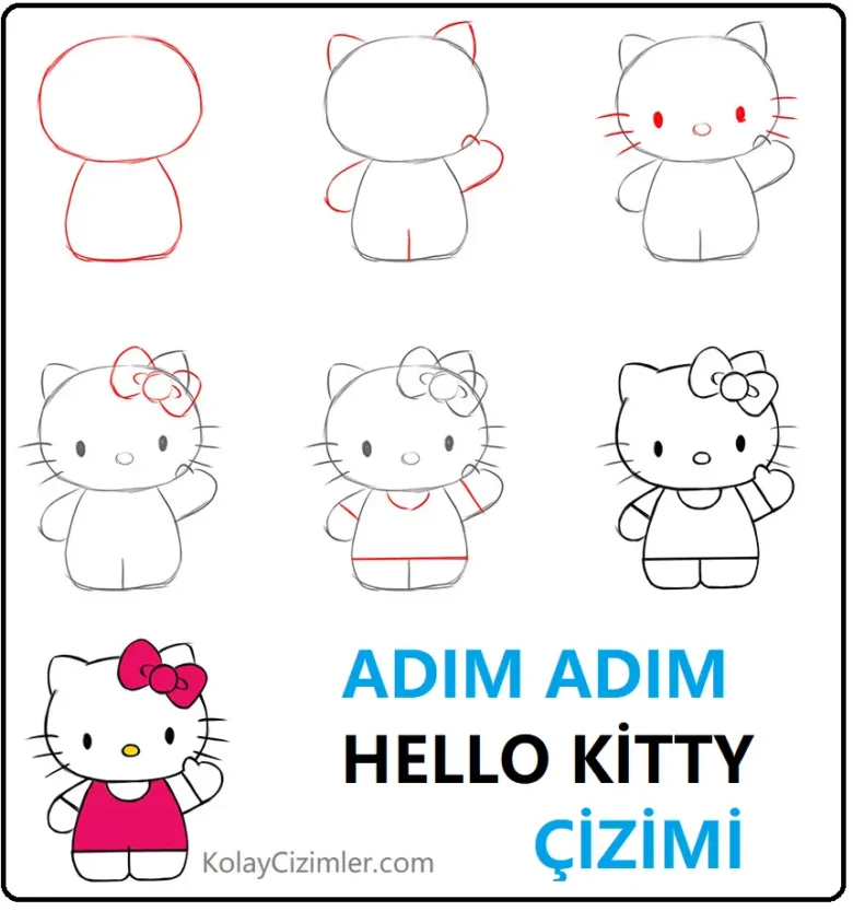 adım adım hello kitty çizimi, kolay çizgi film karakterleri çizimi