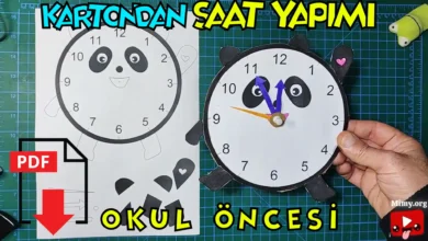 kartondan saat yapımı, okul öncesi etkinlikler kes yapıştır