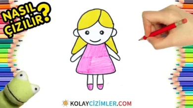 kolay kız çizimi, çocuklar için kolay çizimler