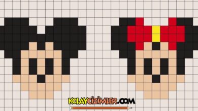 Mickey Mouse Çizimi, Kareli Deftere Çizimler