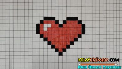 kareli deftere çizimler, kalp çizimi