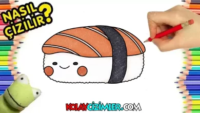 kawaii suşi çizimi, kolay çizimler
