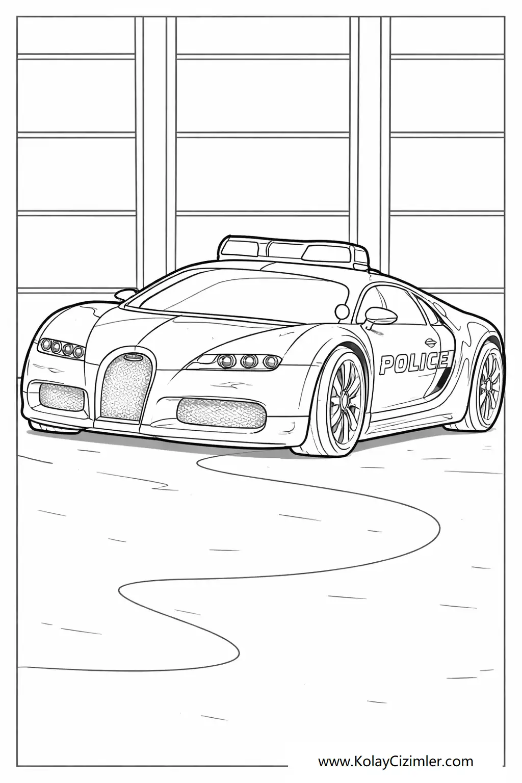 Bugatti polis arabasi boyama sayfası