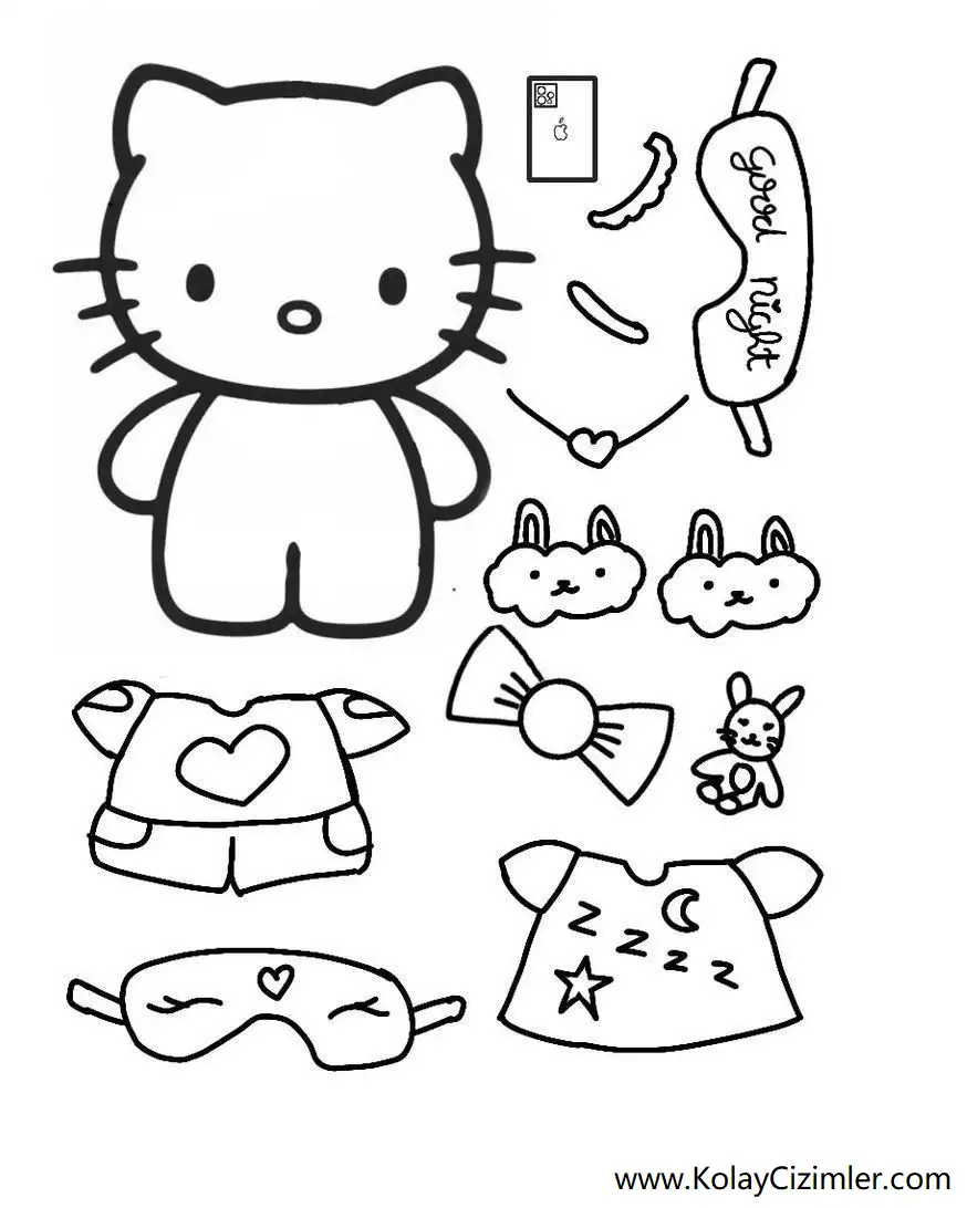 Kitty Giydirme 1 hello kitty esyalari boyama sayfası
