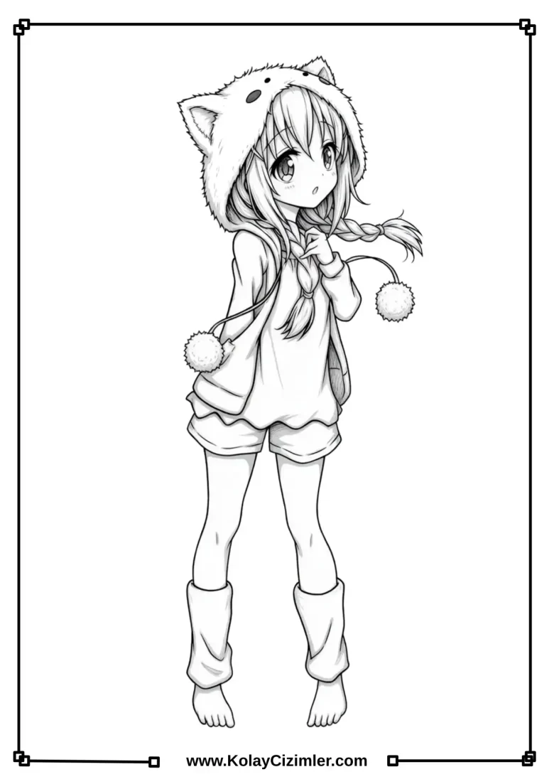 Anime Kızı Boyama sayfası pdf