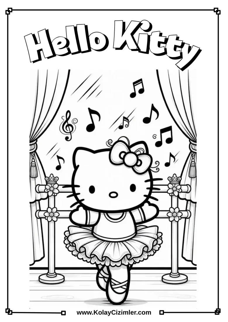 Balerin Hello Kitty Boyama Sayfası - PDF İndir