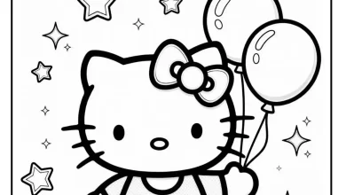 Hello Kitty Balon Boyama Sayfası - PDF İndir