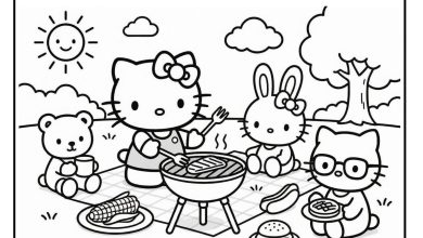 Hello Kitty ve Arkadaşları Boyama Sayfası - PDF İndir