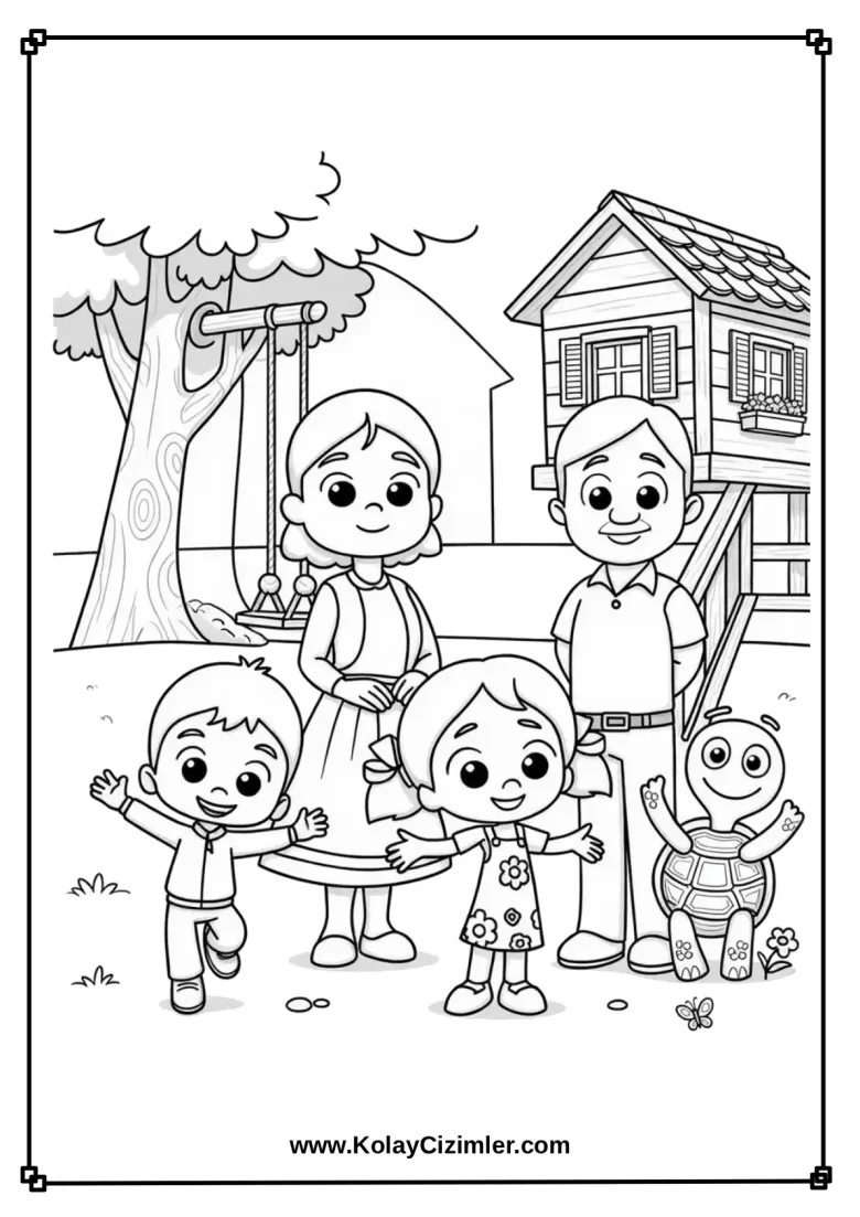 Niloya ve Ailesi Boyama Sayfası - PDF İndir