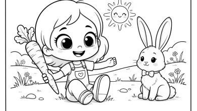 Niloya ve Sevimli Tavşan Boyama Sayfası