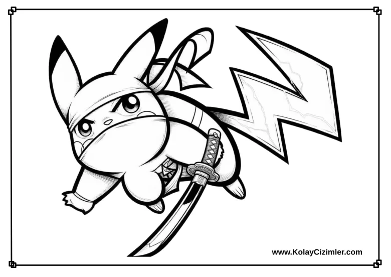 Ninja Pikachu Boyama Sayfası