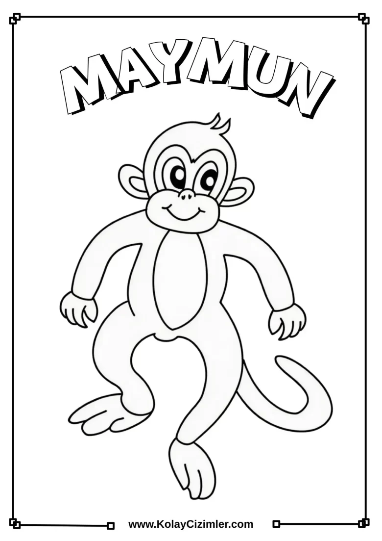Sevimli Maymun Boyama Sayfası - PDF İndir