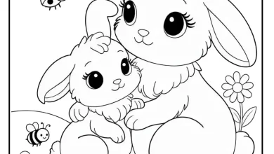 Bebek Tavşan ve Annesi Boyama