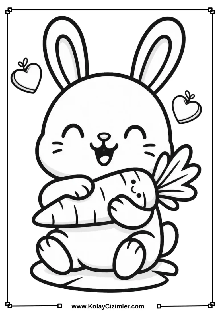 Küçük Tavşan ve Havucu - Boyama Sayfası