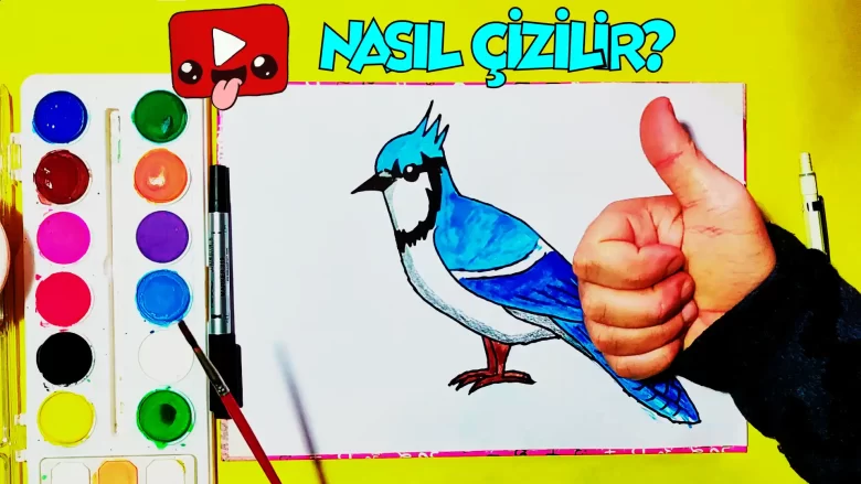 Mavi Alakarga Kuş çizimi