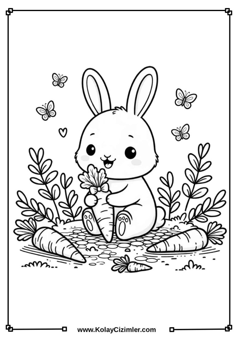 Paskalya Tavşanı Boyama - Yazdırılabilir, PDF Boyama Sayfası