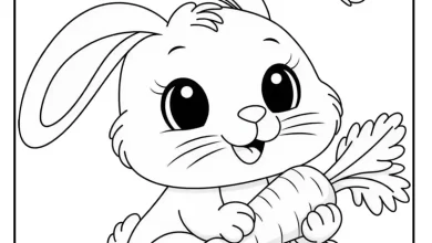 Sevimli Tavşan Çizimi Boyama Sayfası