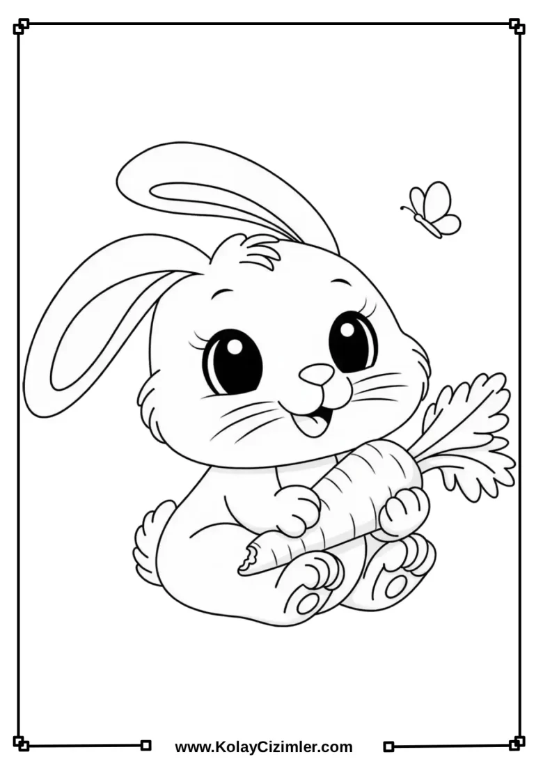 Sevimli Tavşan Çizimi Boyama Sayfası