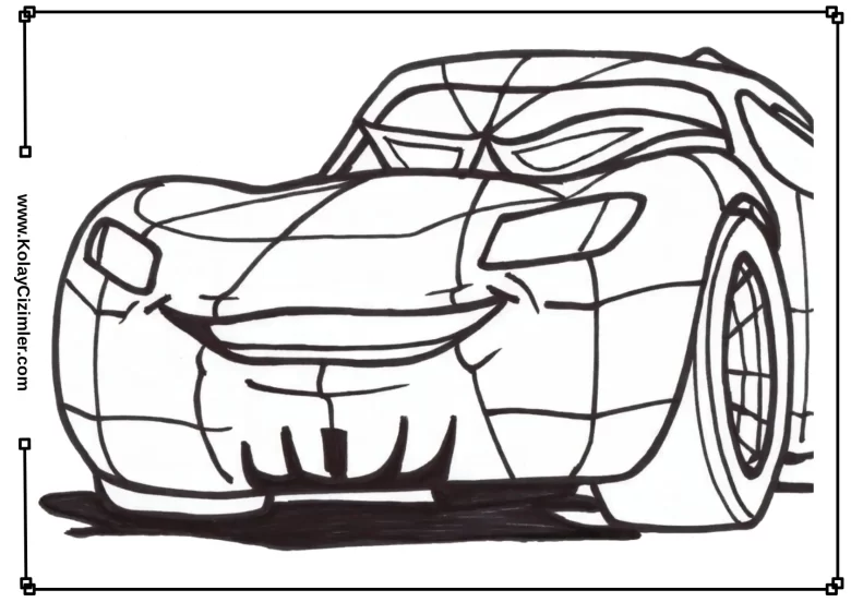 Spiderman + Mcqueen Araba Boyama Sayfası pdf indir, kolay çizimler