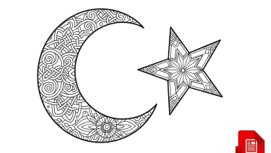 Türk Bayrağı Mandala Çizimi Boyama Sayfası