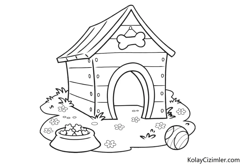 köpek kulübesi çizimi, boyama sayfası