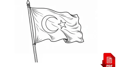 türk bayrağı boyama çizimi