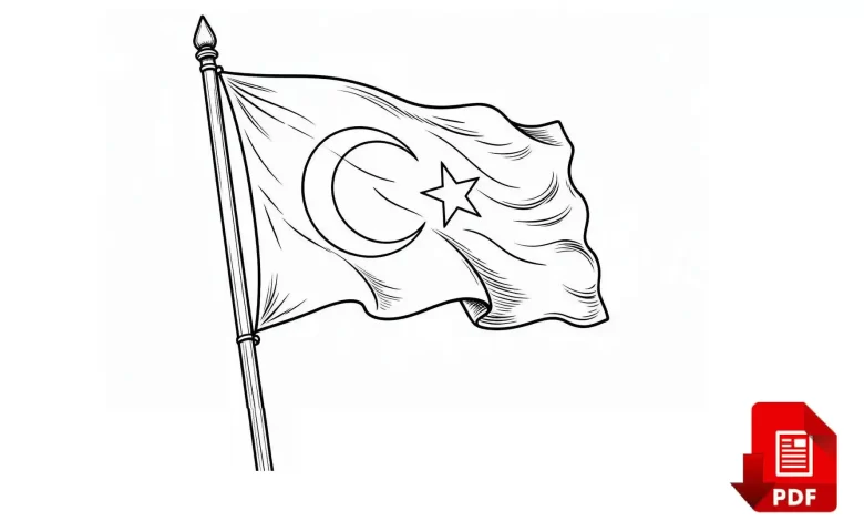 türk bayrağı boyama çizimi