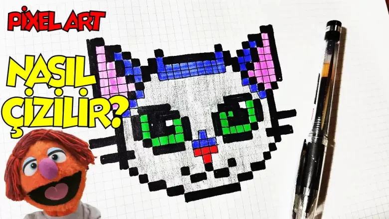 Kedi Yüzü Nasıl Çizilir? Pixel ART 1 kedi yüzü çizimi